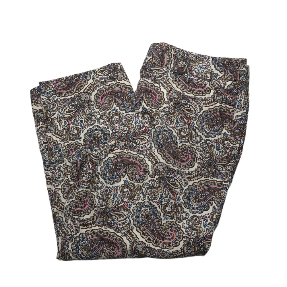 Talbots Petites Paisley Mid Rise Stretch The Perfect Crop Pants - Picture 1 of 12